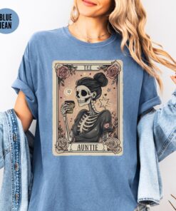 aunt tarot card shirt for women skeleton tee coffee lover auntie gift mothers day pregnancy reveal shirt auoag