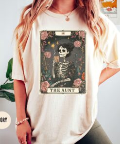 aunt tarot card shirt for women skeleton tee coffee lover mothers day gift pregnancy reveal to sister hmjne