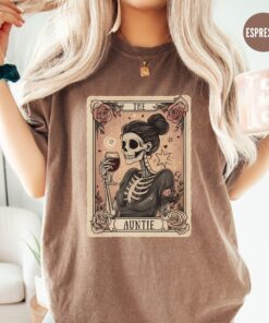 aunt tarot card shirt for women skeleton tee wine lover auntie shirt mothers day gift pregnancy reveal to sister nctk8