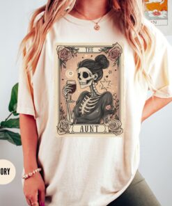 aunt tarot card shirt for women skeleton tee wine lover mothers day gift pregnancy reveal to sister 1zkqo