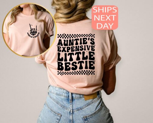 auntie bestie shirt for youth and adults cute gift for new aunt personalized nephew tee expensive little bestie shirt