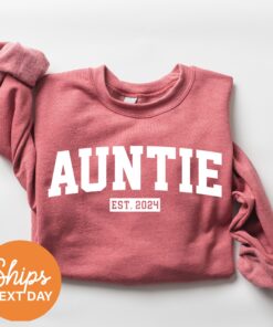 auntie est 2024 sweatshirt for new aunts pregnancy announcement sister gift cool aunt hoodie o13cz