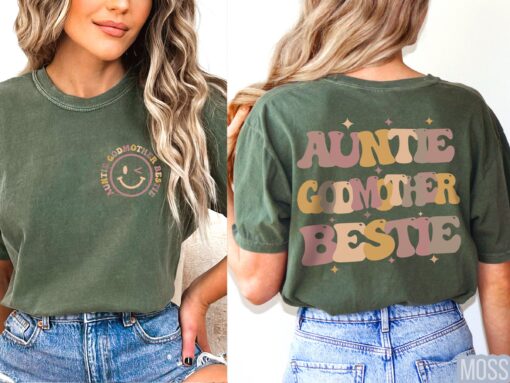 auntie godmother bestie shirt cute auntie tee godmother announcement gift unique aunt and godmother shirt 0byfo