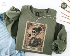 auntie tarot card sweatshirt for women skeleton shirt wine lover crewneck mothers day gift pregnancy reveal sweater jzs80
