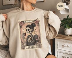 auntie tarot card sweatshirt for women skeleton shirt wine lover crewneck mothers day gift pregnancy reveal sweater loake