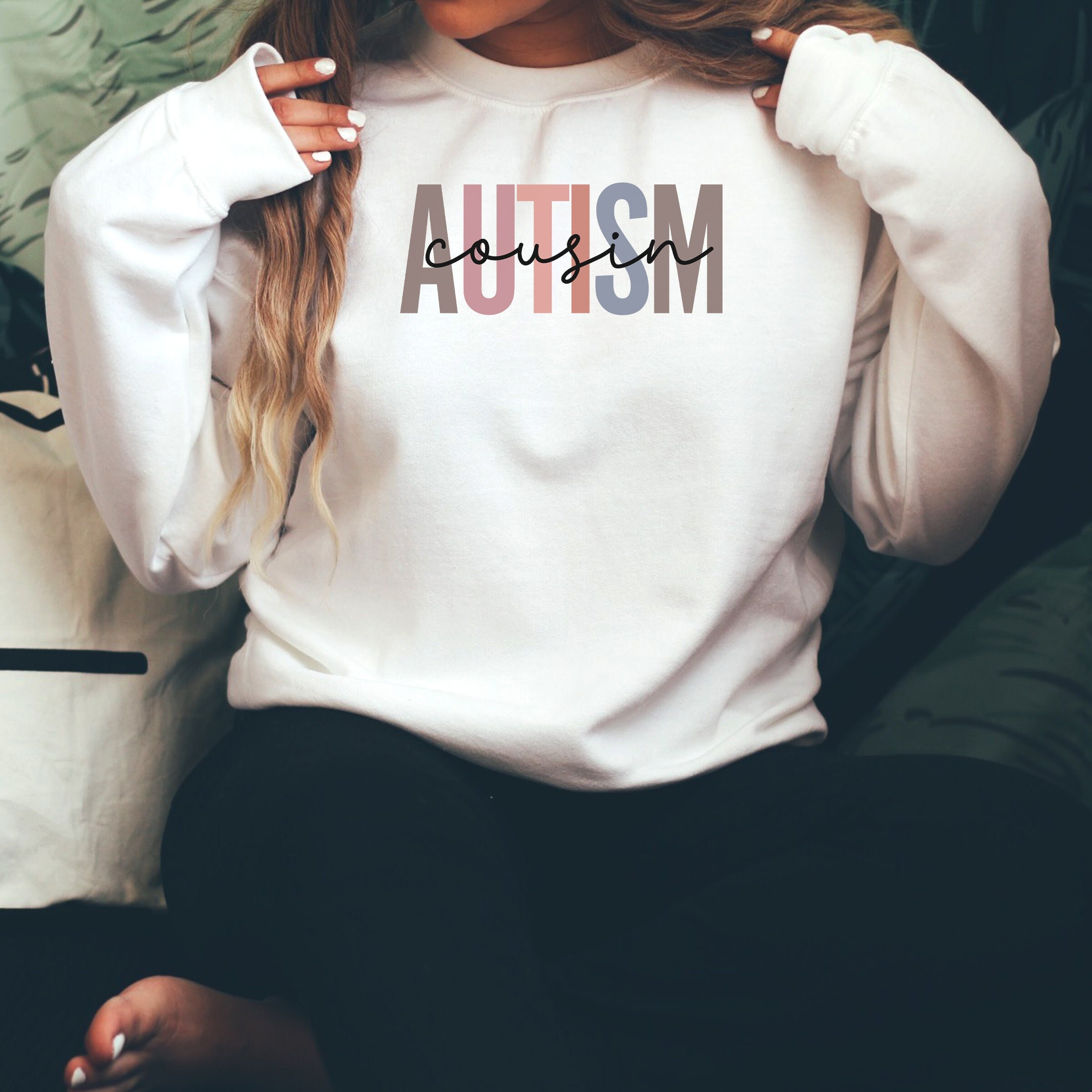 autism awareness sweatshirt for cousins neuro diverse crewneck gift unique autism shirt for family support w58mp