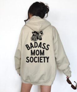 badass mom society vintage sweatshirt hoodie for women trendy edgy mom life crewneck shirt for mothers gdzjk