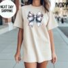 baseball mom shirt for game day vintage style tee fall baseball season coquette bow design 684lb