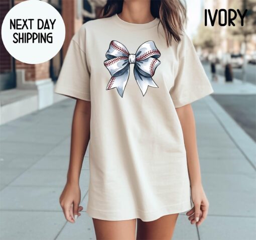 baseball mom shirt for game day vintage style tee fall baseball season coquette bow design 684lb