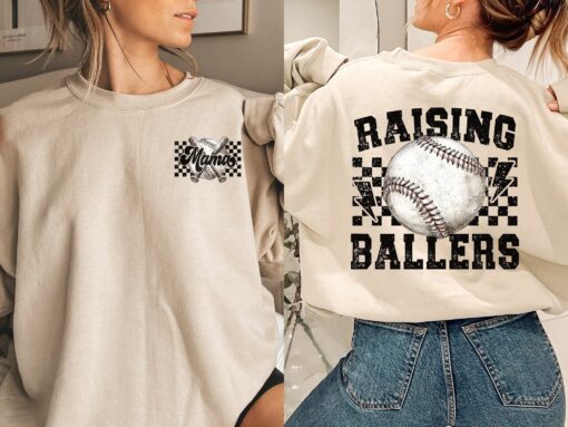 baseball mom sweatshirt for game day raising ballers sports mama shirt softball mom gift comfortable and stylish a1pk4
