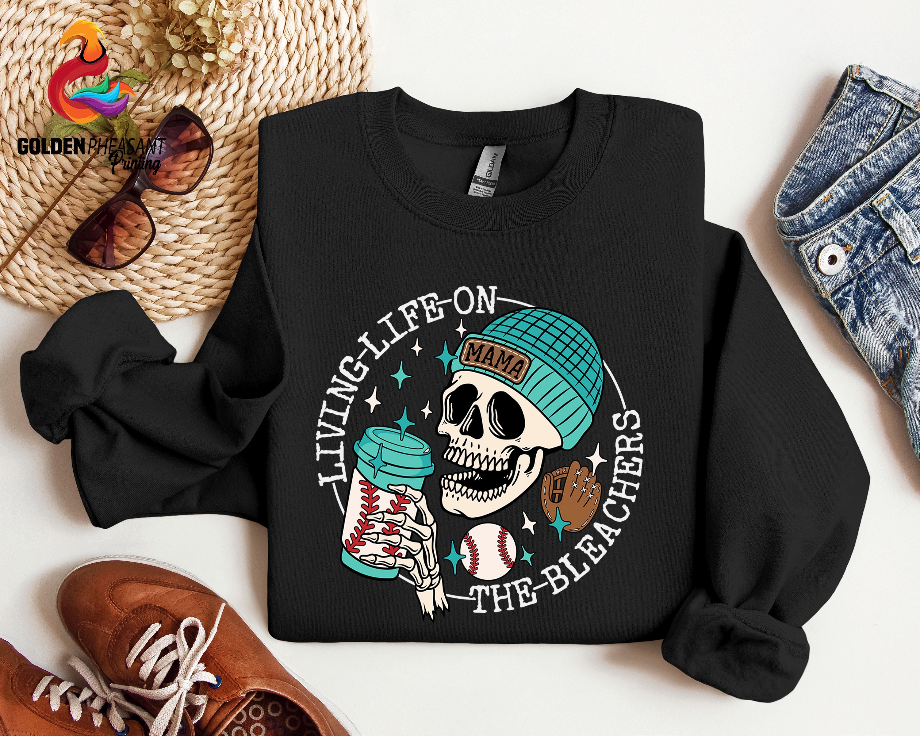 baseball mom sweatshirt sports mama shirt living life on the bleachers funny skull tee coffee lover gift for moms k3ou8 scaled