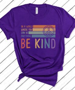 be kind t shirt for mental health awareness anti bullying rainbow design unisex shirt with peace sign lwowk