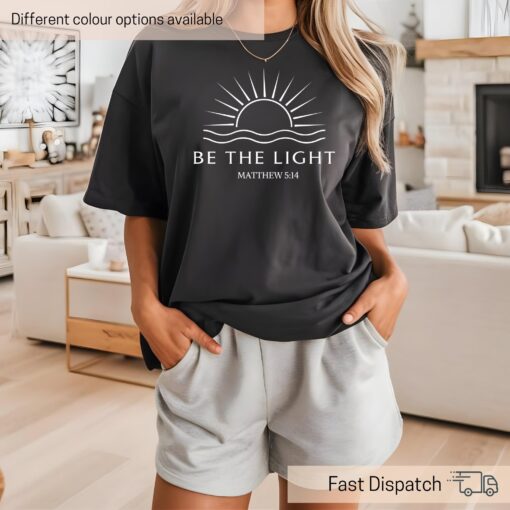 be the light christian shirt with matthew 514 bible verse cute faith t shirt for church friends and christian gifts p7sbf