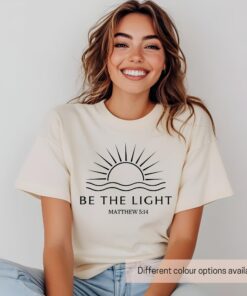 be the light christian shirt with matthew 514 bible verse cute faith t shirt for church friends and christian gifts pms0n