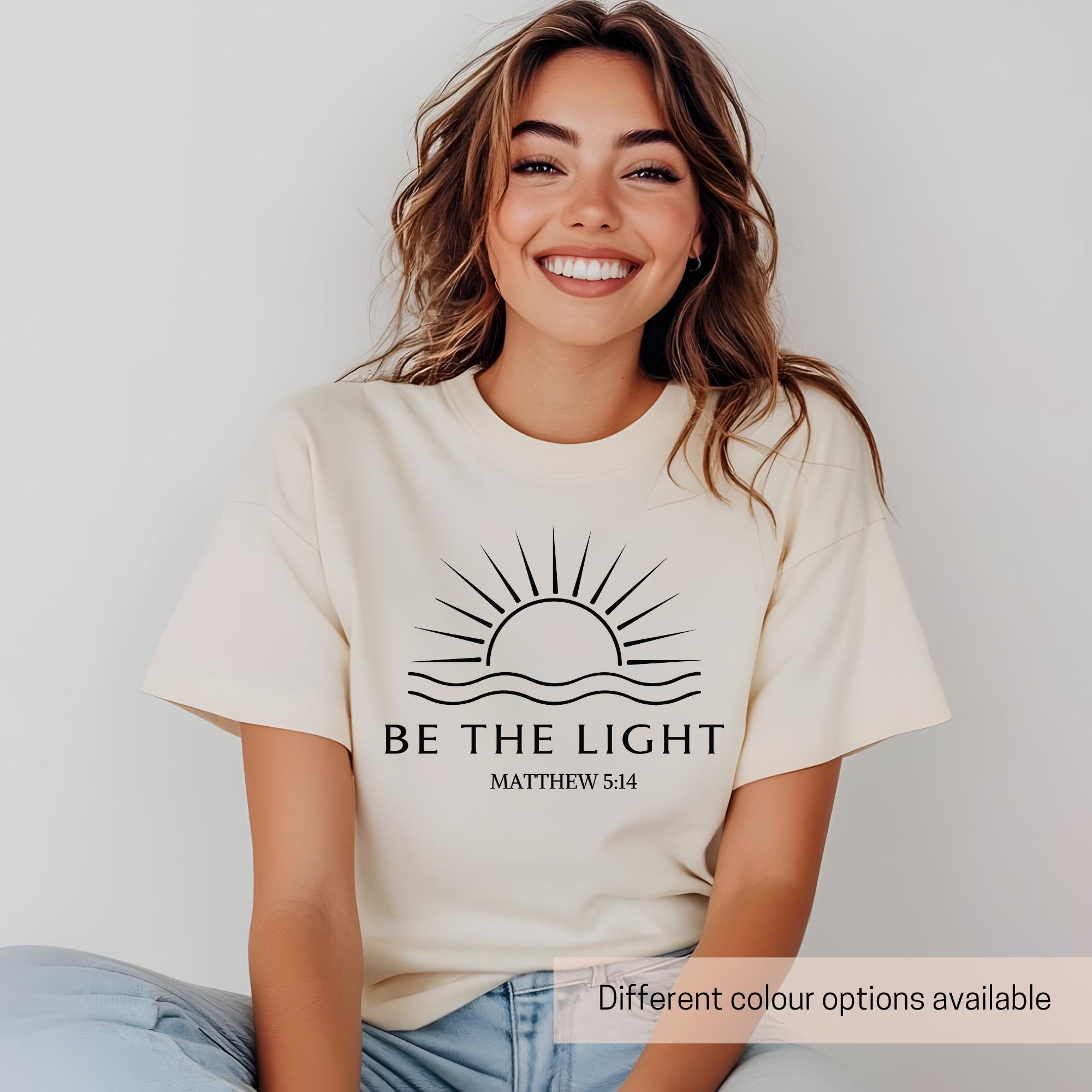 be the light christian shirt with matthew 514 bible verse cute faith t shirt for church friends and christian gifts pms0n