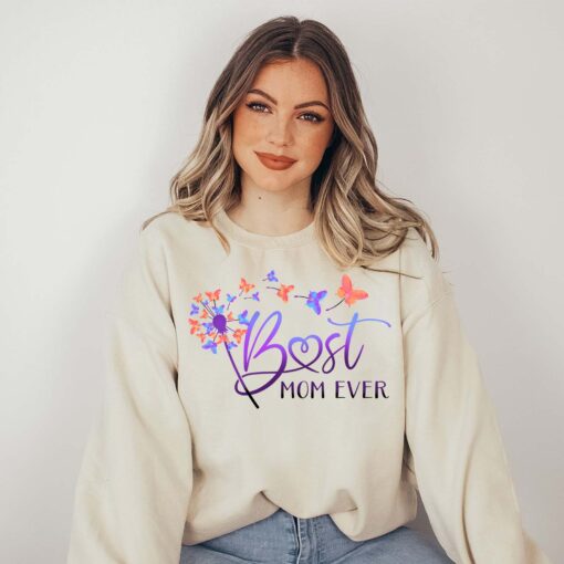 best mom ever sweatshirt with butterfly and dandelion design for mothers day cute mom life hoodie gift for new moms