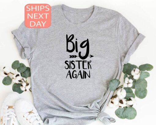 big sister again shirt for announcement promoted tee family t shirt cute gift for daughter and girl