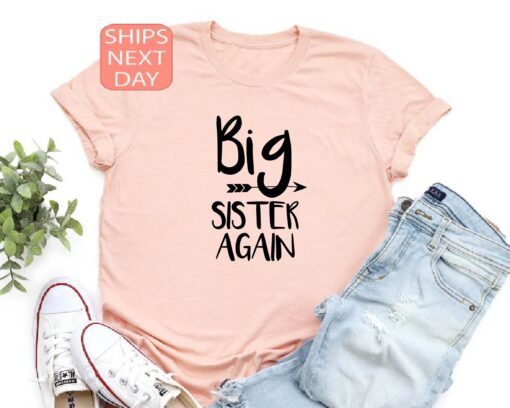 big sister again shirt for announcement promoted tee family t shirt cute gift for daughter and girl mo8jk