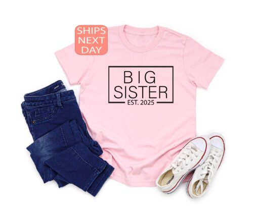 big sister est 2025 shirt promoted to big sister tee baby announcement shirt for daughter unique sibling gift fktfb