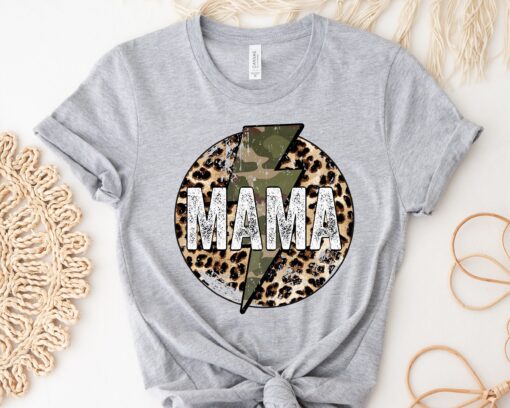 bleached mama shirt with leopard print camo and lightning bolt graphic tee for moms retro mothers day shirt jbdge