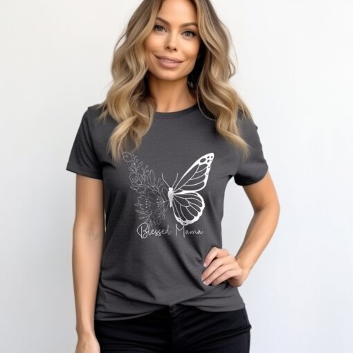 blessed mama butterfly t shirt for mothers day cute mom life tee best mom shirt unique gift for new moms lt33r