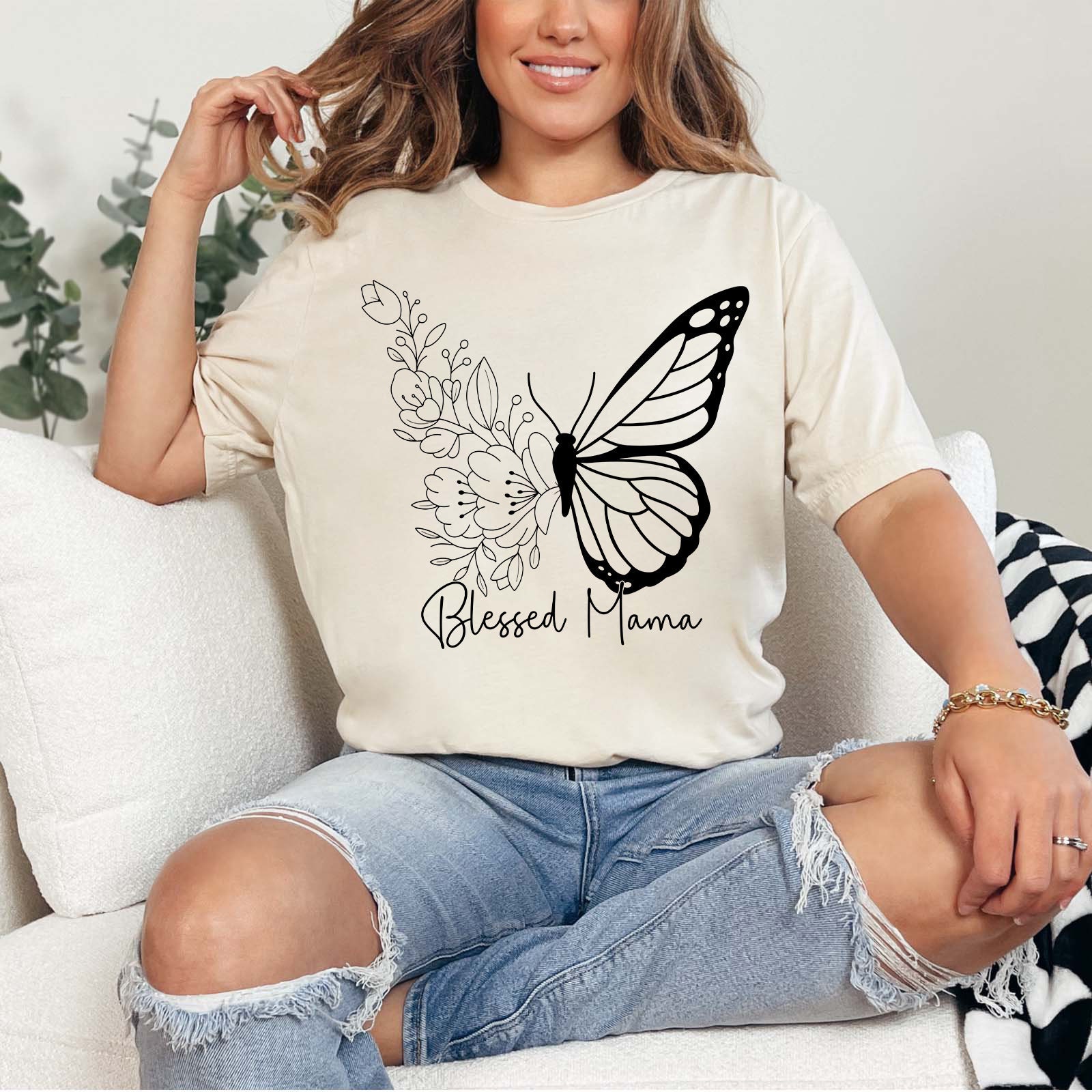 blessed mama butterfly t shirt for mothers day cute mom life tee best mom shirt unique gift for new moms sb8ia