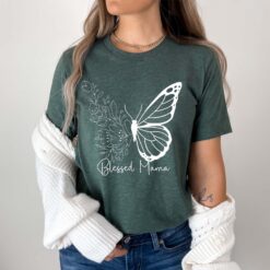 blessed mama butterfly t shirt for mothers day cute mom life tee best mom shirt unique gift for new moms w8xji