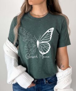 blessed mama butterfly t shirt for mothers day cute mom life tee best mom shirt unique gift for new moms w8xji