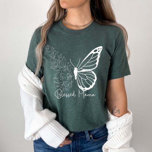 blessed mama butterfly t shirt for mothers day cute mom life tee best mom shirt unique gift for new moms