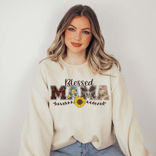 blessed mama sweatshirt for mom life cute mothers day gift western style hoodie for moms to be and christian mothers