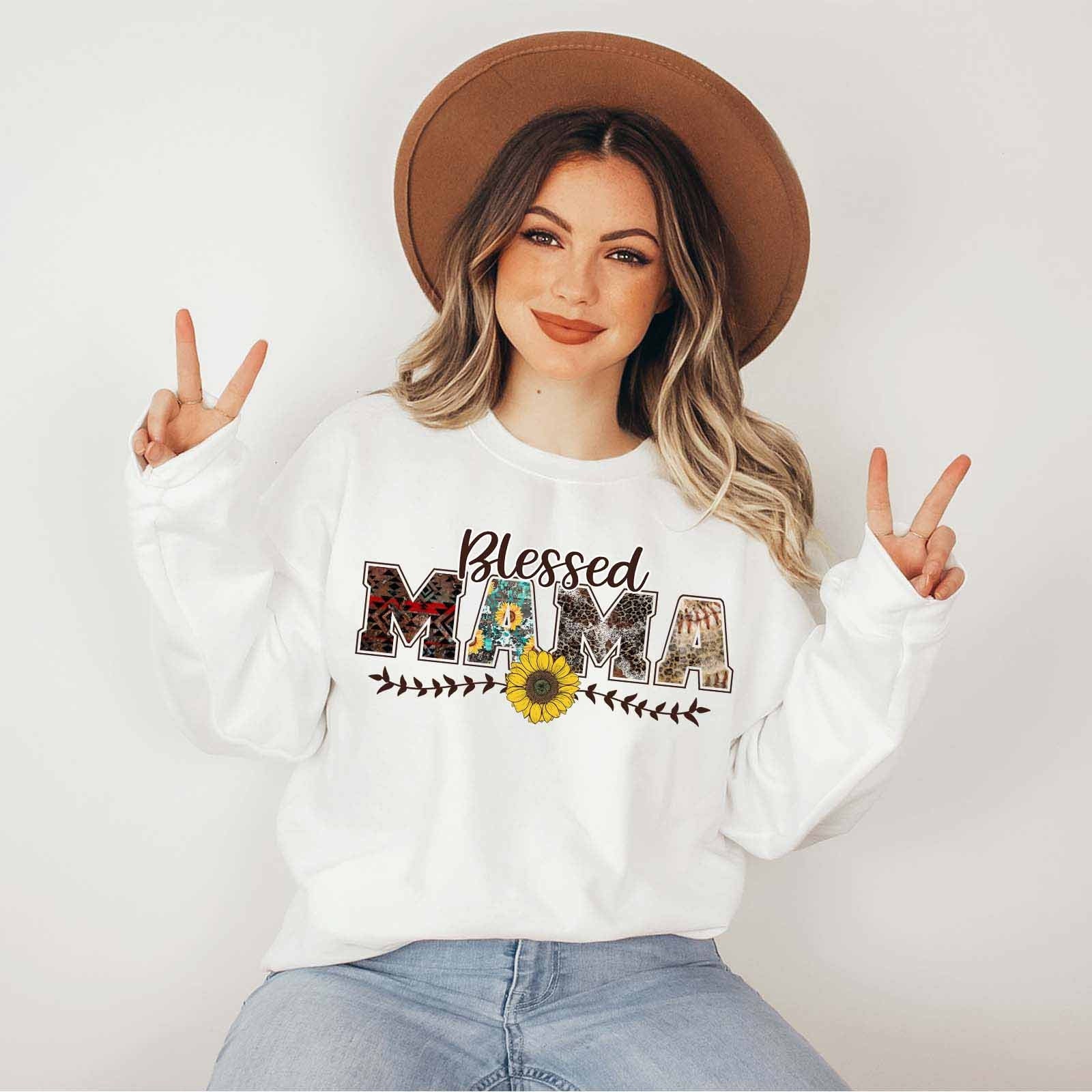 blessed mama sweatshirt for mom life cute mothers day gift western style hoodie for moms to be and christian mothers usskz