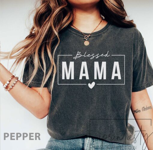 blessed mama t shirt for mom life funny mom shirt cute mothers day gift vintage style tee 8bckw