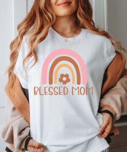 blessed mom rainbow shirt cute vintage tee for mothers day religious gift best mom ever t shirt cvvsg