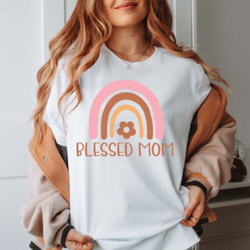 blessed mom rainbow shirt cute vintage tee for mothers day religious gift best mom ever t shirt cvvsg