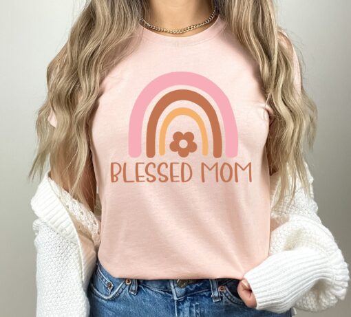 blessed mom rainbow shirt cute vintage tee for mothers day religious gift best mom ever t shirt qsoqp