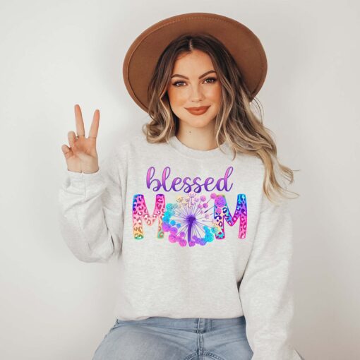 blessed mom sweatshirt for mothers day cute mama shirt with dandelion design mom life apparel for moms and moms to be cdvah