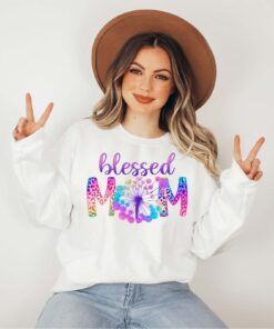 blessed mom sweatshirt for mothers day cute mama shirt with dandelion design mom life apparel for moms and moms to be eljtf