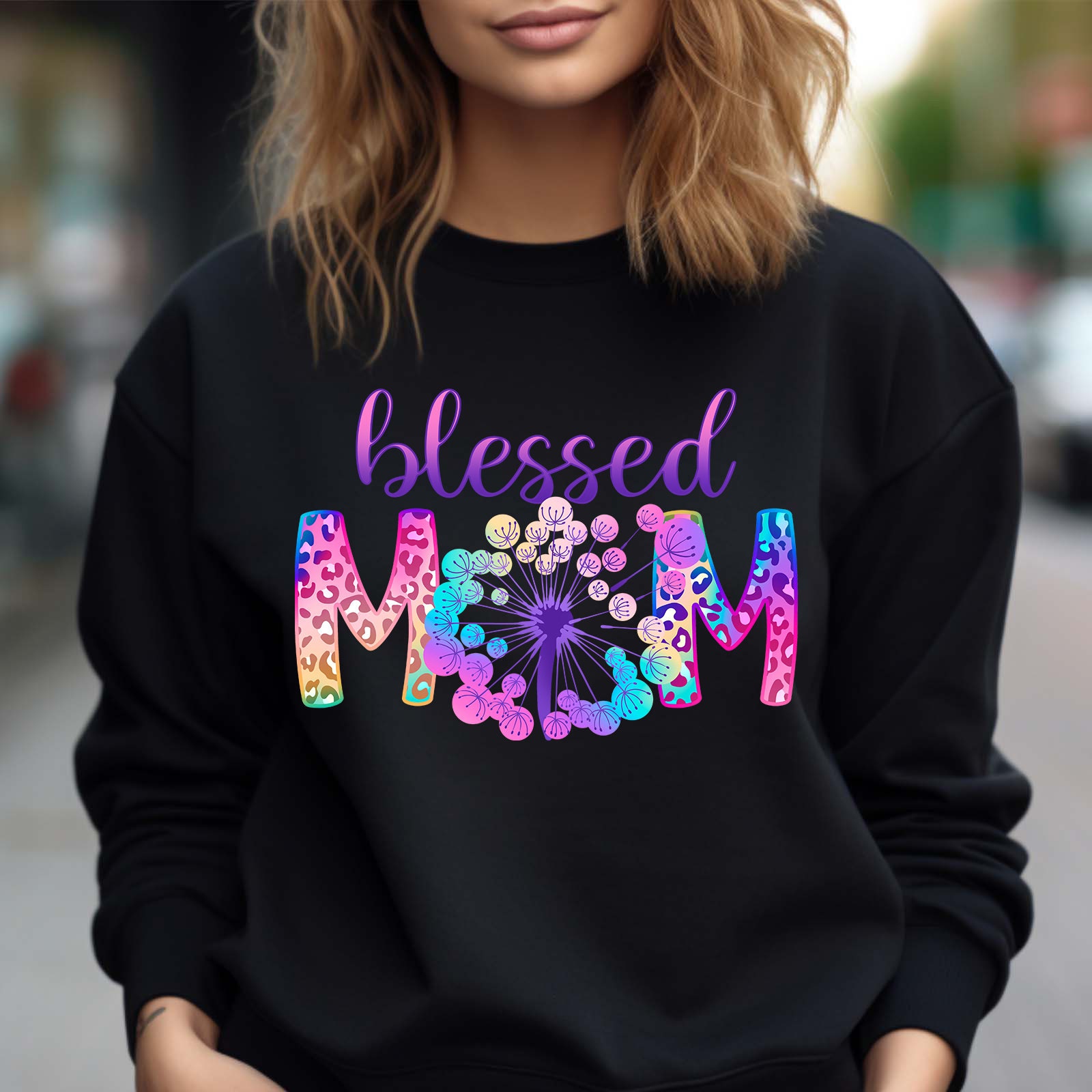 blessed mom sweatshirt for mothers day cute mama shirt with dandelion design mom life apparel for moms and moms to be g9fb0