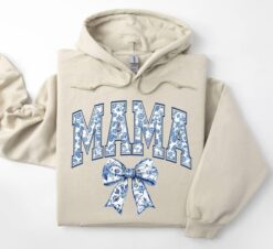 blue ribbon mama hoodie cute floral bow design retro mom life sweatshirt ideal for mothers day gifts and new moms qa8ic