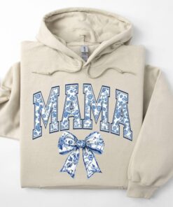 blue ribbon mama hoodie cute floral bow design retro mom life sweatshirt ideal for mothers day gifts and new moms qa8ic