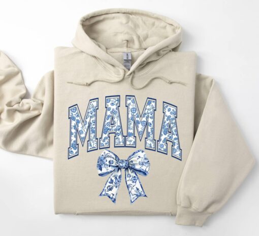 blue ribbon mama hoodie cute floral bow design retro mom life sweatshirt ideal for mothers day gifts and new moms qa8ic