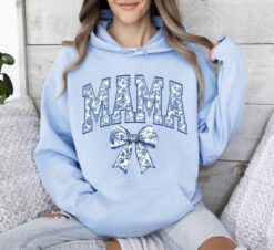 blue ribbon mama hoodie cute floral bow design retro mom life sweatshirt ideal for mothers day gifts and new moms y2kim
