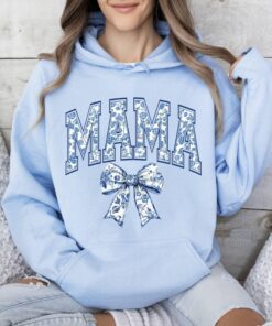 blue ribbon mama hoodie cute floral bow design retro mom life sweatshirt ideal for mothers day gifts and new moms y2kim