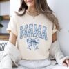 blue ribbon mama shirt cute floral tee for mothers day retro mom life gift chinoiserie aesthetic bow design jtyrn