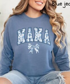 blue ribbon mama shirt cute mom shirt for mothers day gift chinoiserie bow design stylish mom life t shirt cpmwz