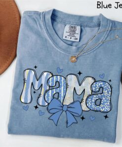 blue ribbon mama shirt cute mom shirt for mothers day girly aesthetic gift funny mom life t shirt ir1c5