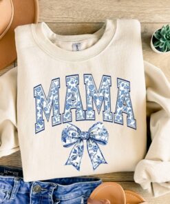 blue ribbon mama sweatshirt cute mom life shirt retro floral design perfect for mothers day gifts and new moms f6on0