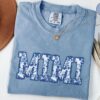 Blue Toile De Jouy Mimi Shirt Floral Mothers Day Gift for Grandma Best Mimi T-Shirt Unique Floral Design Mom Life Shirt