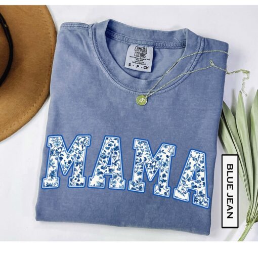 blue toile mama shirt floral chinoiserie tee for moms cute mom life t shirt ideal for mothers day and new mom gifts ob3x3 scaled
