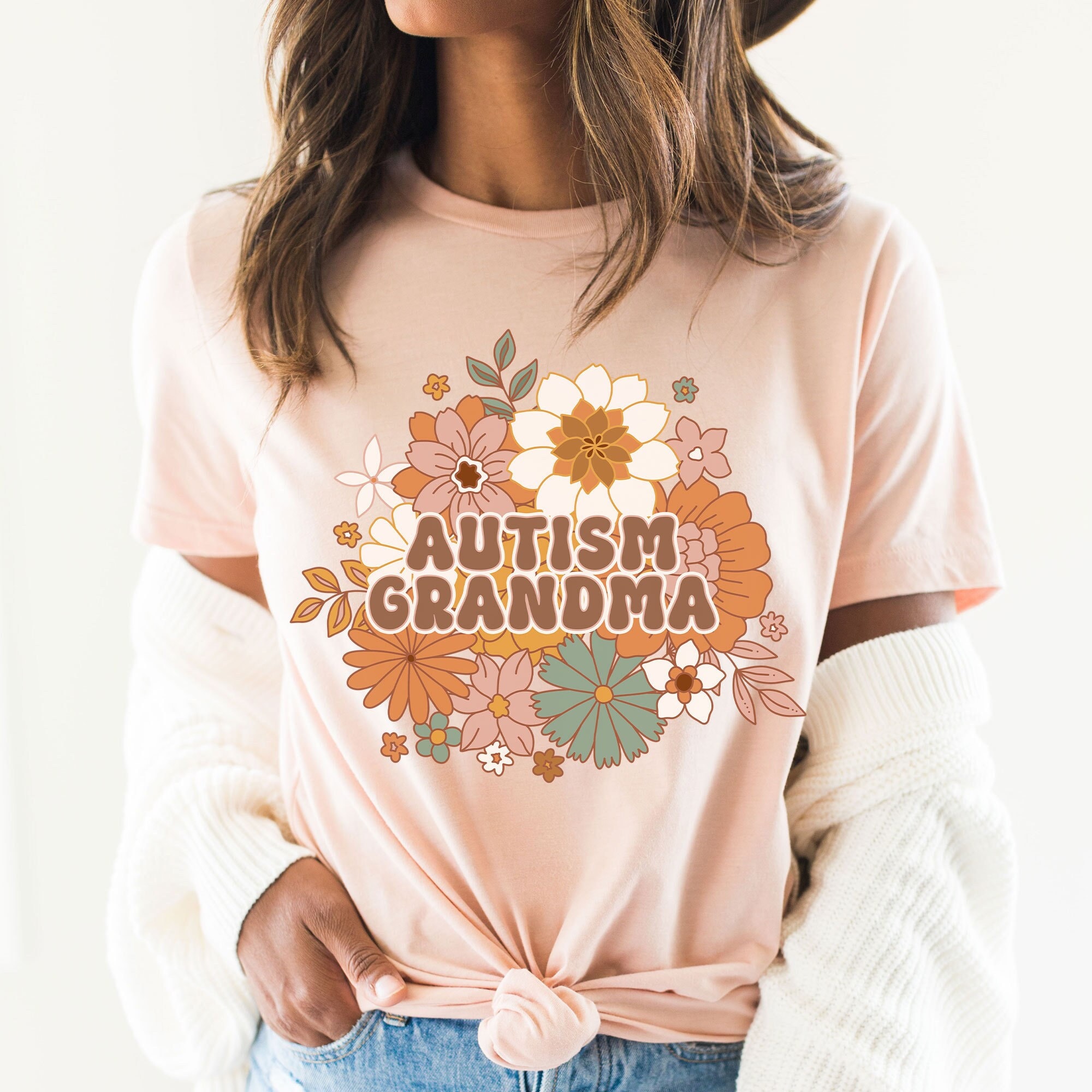 boho floral autism awareness shirt for grandma cute neuro diverse gift fall design for autism grandmothers ca0lr